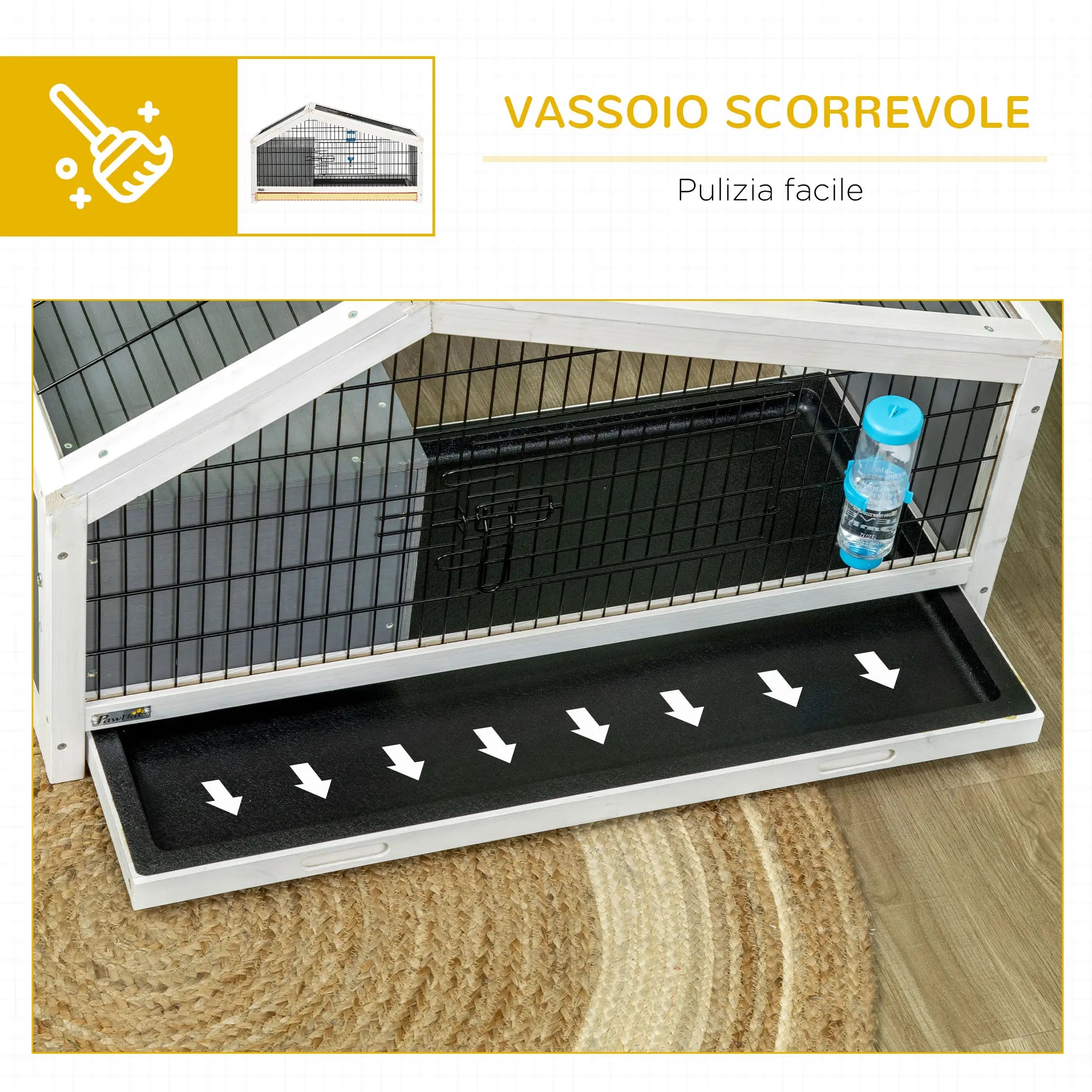 Wooden Rabbit Hutch with House and Open Area for 1 Rabbit, 90x53x50cm, Dark Grey - Borge' Group Limited