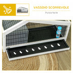 Wooden Rabbit Hutch with House and Open Area for 1 Rabbit, 90x53x50cm, Dark Grey - Borge' Group Limited