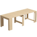HOMCOM Extendable Console Table for 10 People, Light Wood Effect