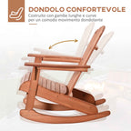 Outsunny Wooden Adirondack Chair, Waterproof Garden and Outdoor Rocking Chair, 77x94x97cm Teak