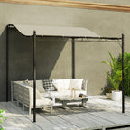 Curved Pergola with 16 Drainage Holes, Metal and Polyester, 248x298x200/250 cm, Cream White