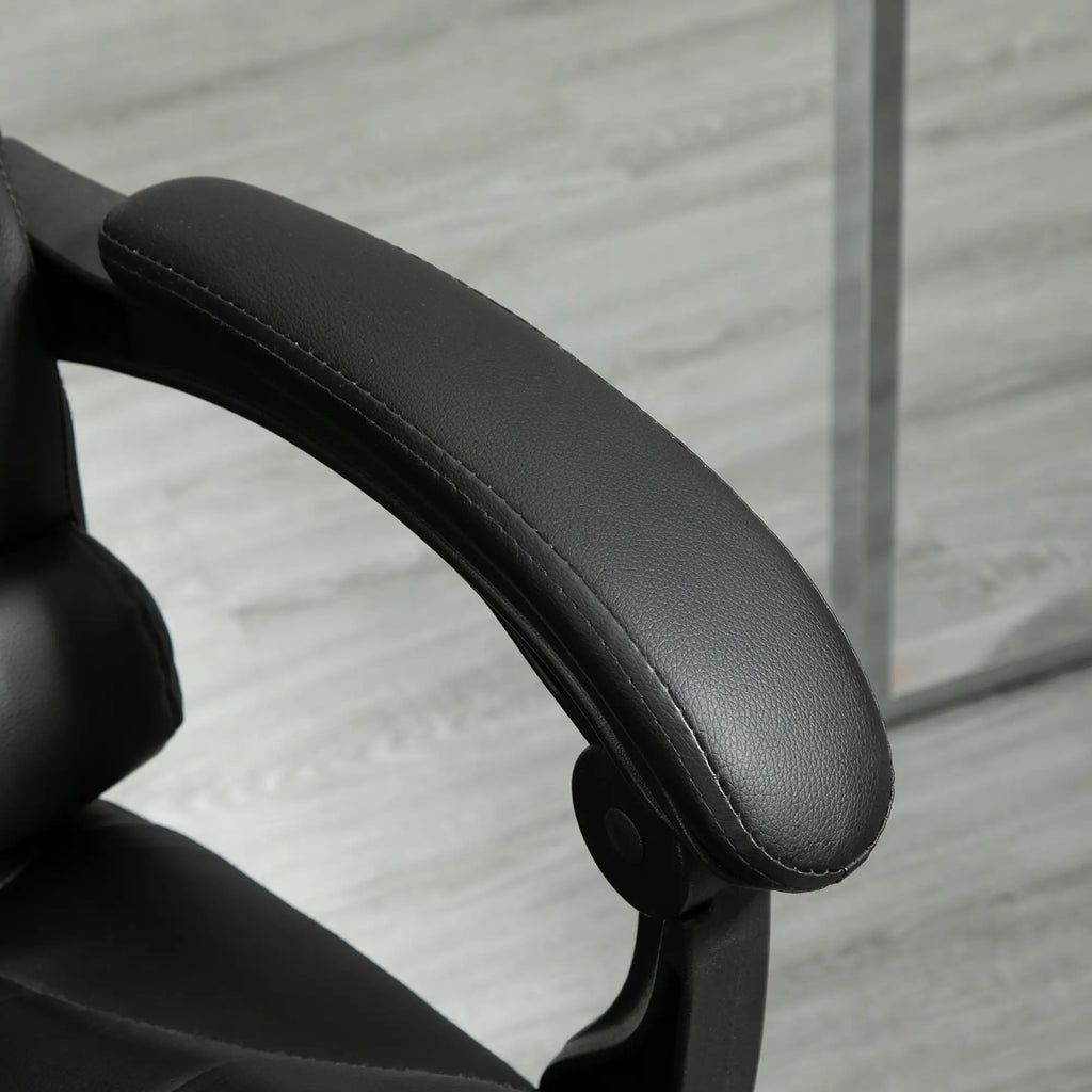 Height Adjustable Office Chair with Reclining Backrest and Footrest, 64.5x69x109-117 cm, Black