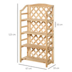 Outsunny Outdoor Plant Stand, Folding Balcony Planter with 4 Adjustable Shelves, Wooden Garden and Home Decor, 67x33x123cm