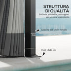 Garden Gazebo 4x3 m with Mosquito Nets and Double Roof, in Metal and Light Gray Polyester