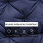Outsunny Capitonné Style Garden Cushion with 6 Ties, in Cotton and Polyester, 150x98x8 cm, Dark Blue