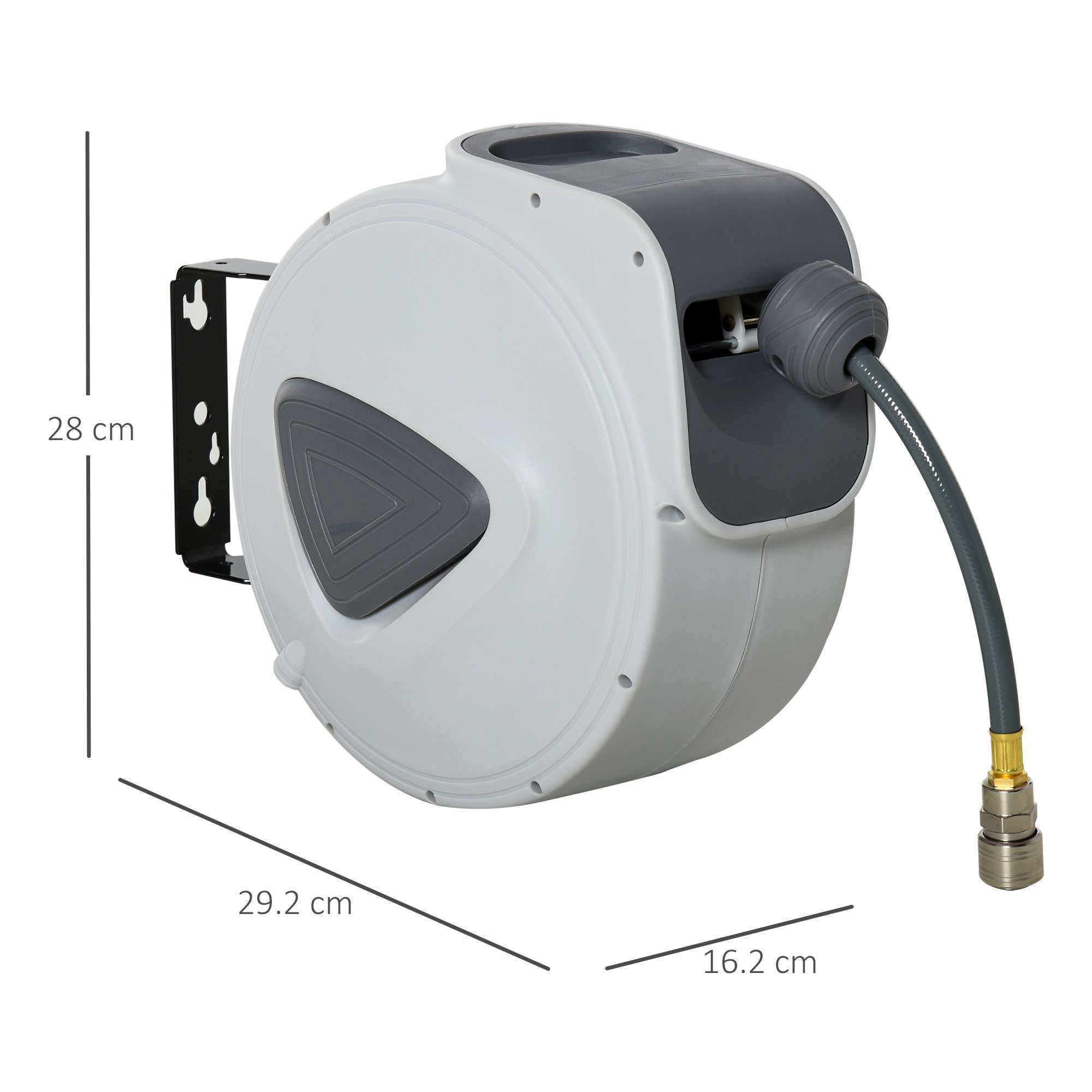 Automatic Hose Reel 10m + 90cm with Φ1/4'' Connection, Wall Mounted and 180° Rotatable, Grey