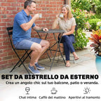 Outsunny Outdoor Bistro Set, Folding Garden Furniture with Table and 2 Chairs, Black.