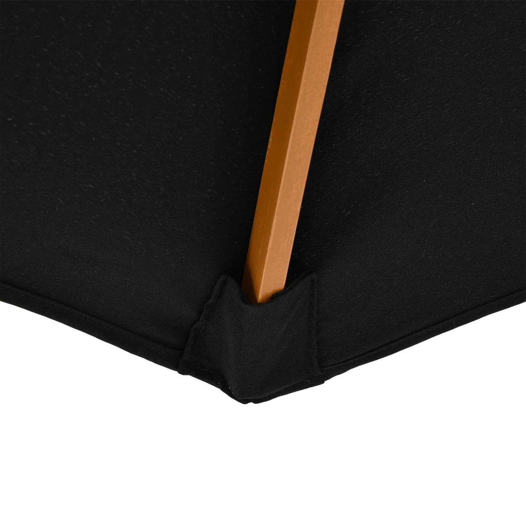 Outsunny 3m Garden Umbrella with Wooden Pole, 8 Ribs and Polyester Sunshade, Black