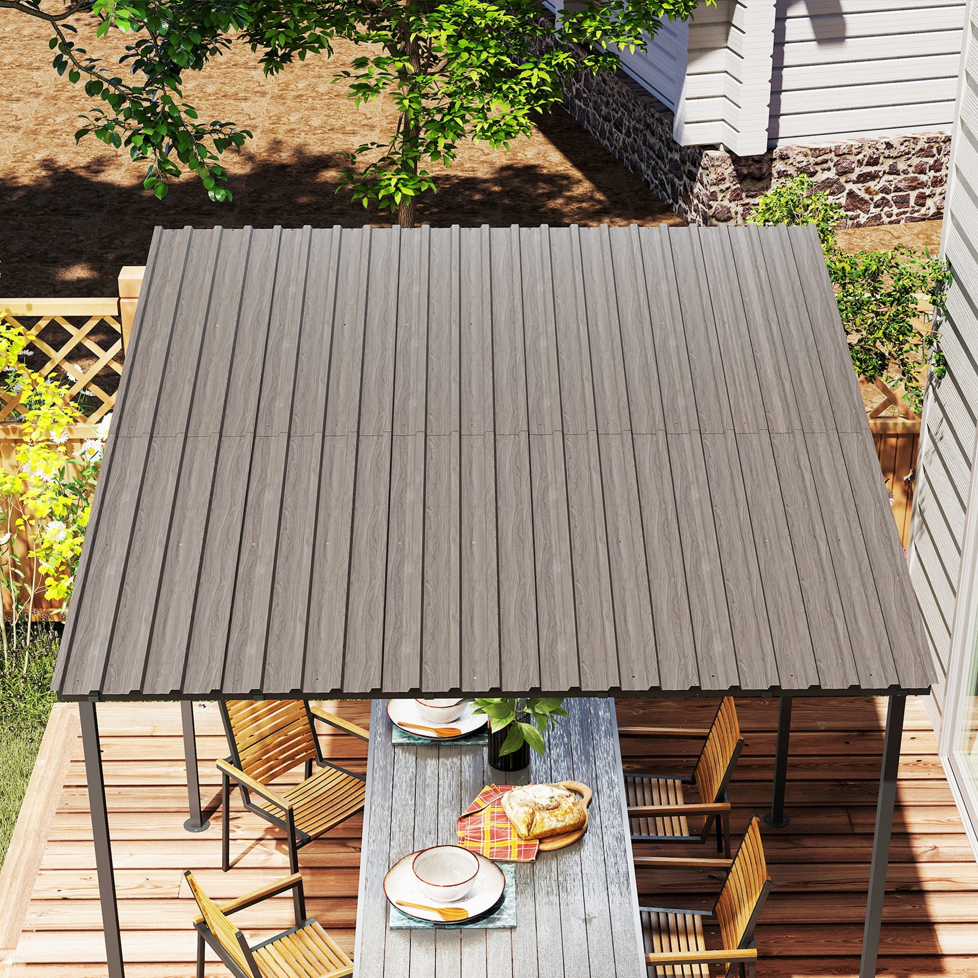 Outsunny Set of 12 Replacement Panels 129x45 cm for Garden Sheds in Grey Galvanized Steel