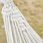 Boho Style Fringe Hanging Canvas Garden Hammock, 288x150cm, 120kg Capacity, Cream