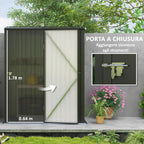 Garden Shed Tool Storage Shed in Steel Sheet with Lock, 161.5x94. 5x196cm, Black - Borge' Group Limited
