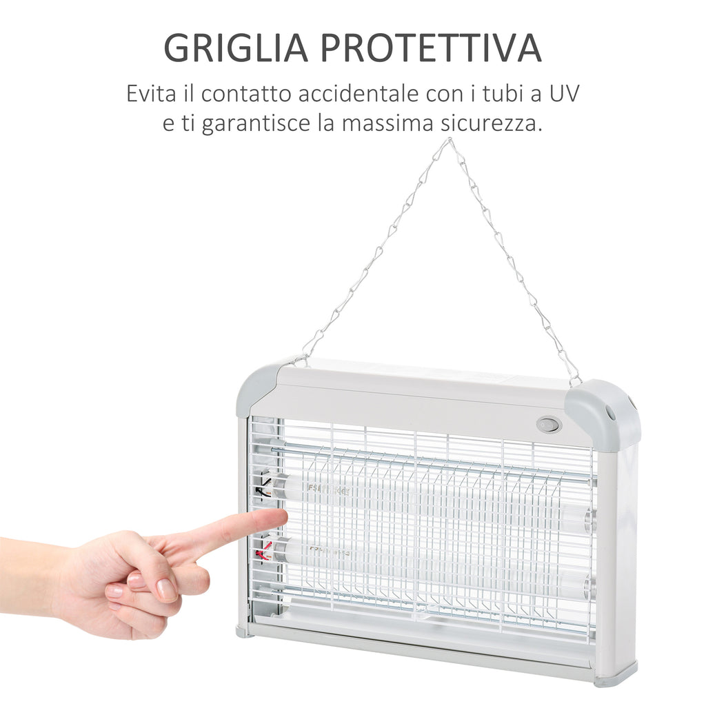 Outdoor and Indoor Electric Insect Killer with UV Mosquito Lamp for 60m², 20W Electric Mosquito Killer, Grey and White