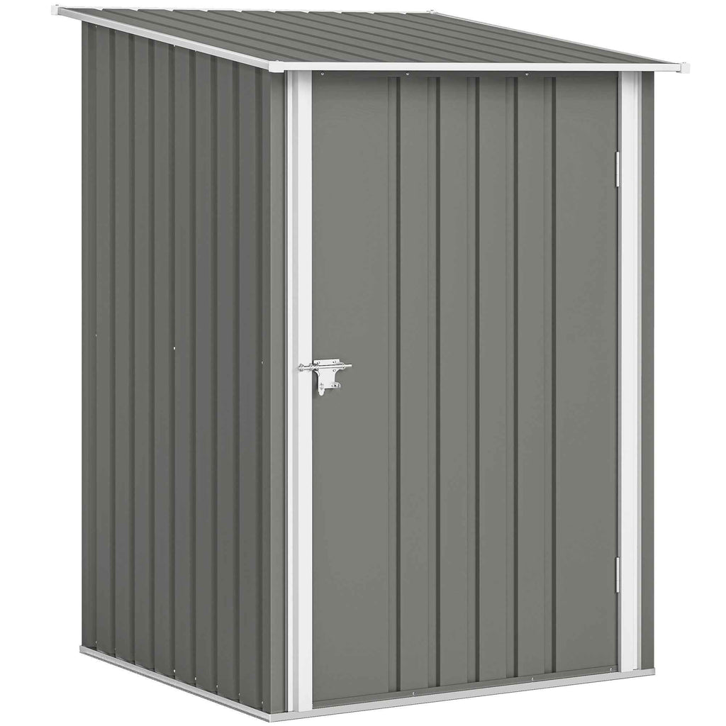 Galvanized Steel Garden Shed with Hinged Door, 100x104x160 cm, Light Grey