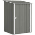 Galvanized Steel Garden Shed with Hinged Door, 100x104x160 cm, Light Grey