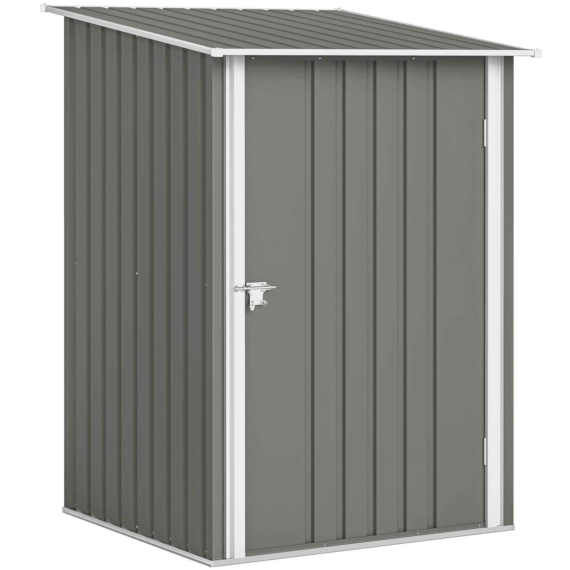 Galvanized Steel Garden Shed with Hinged Door, 100x104x160 cm, Light Grey