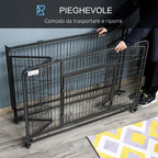 Kennel Folding Dog Cage Double Door with Lock 4 Wheels with Brake and Removable Bottom, 125x76x81cm