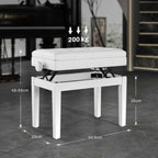 HOMCOM Adjustable Piano Stool with Storage Compartment and Padded Seat, 54.5x33x48-58 cm, White
