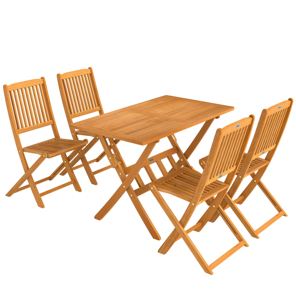 Outsunny 5-Piece Garden Dining Set, Table and 4 Folding Chairs