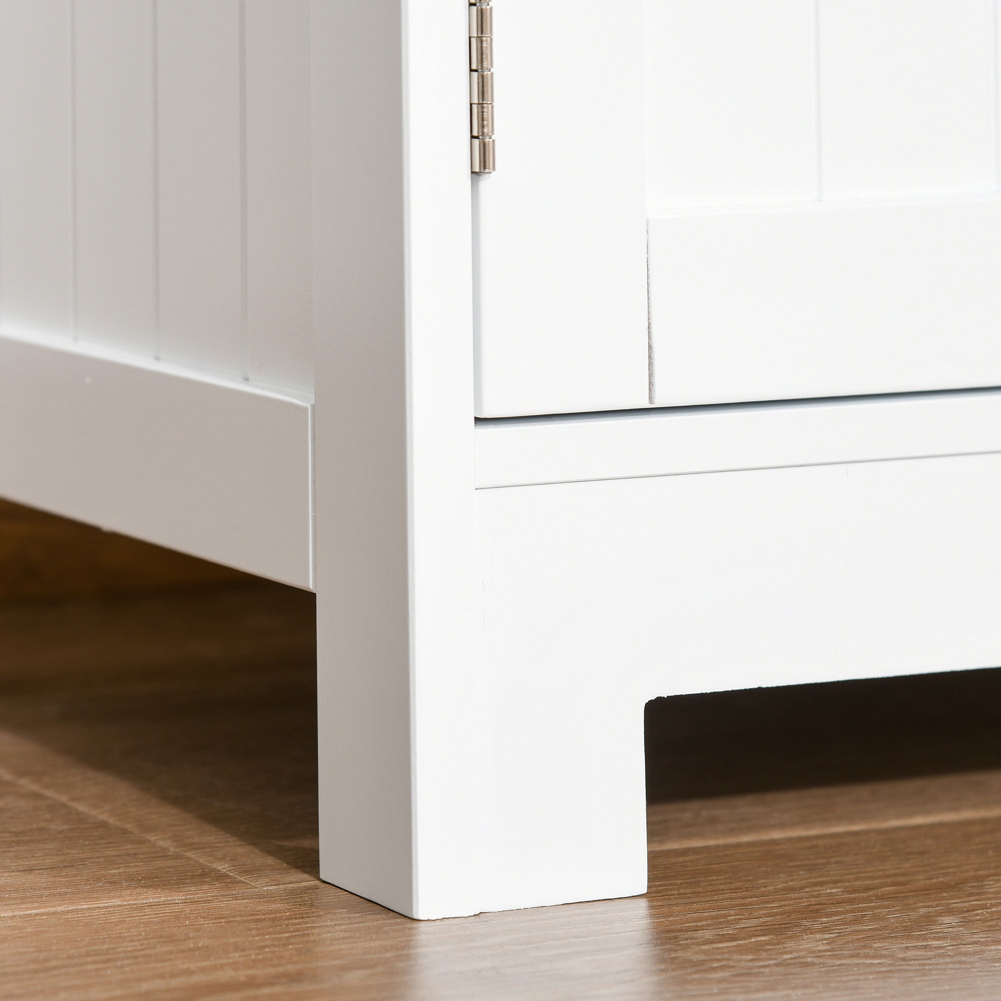Bathroom Cabinet with Two Cabinets, Glass Doors and Adjustable Shelf, 60x30x108.5 cm, White