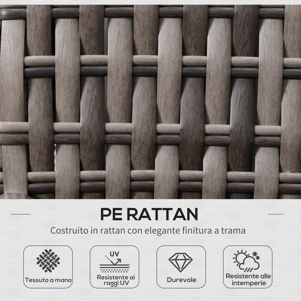 3-Piece Garden Lounge Set with 2 Outdoor Sofas and 1 Garden Table in Grey Synthetic Rattan