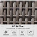 3-Piece Garden Lounge Set with 2 Outdoor Sofas and 1 Garden Table in Grey Synthetic Rattan