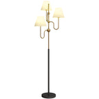 165cm High Floor Lamp with 3 Light Points and Foot Switch, E27 Socket Max 40W, Gold