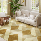 Modern Living Room Rug, Hypoallergenic and Washable with 3D Effect, 230x160 cm, Yellow
