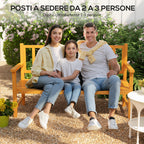 Outsunny Garden Bench with Liftable Central Table and Armrests, Wooden, 153x56x91 cm, Light Brown