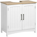 kleankin Bathroom Cabinet with 2 Doors and Adjustable Shelf, 60x33x60cm, Wood and White