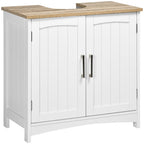 kleankin Bathroom Cabinet with 2 Doors and Adjustable Shelf, 60x33x60cm, Wood and White