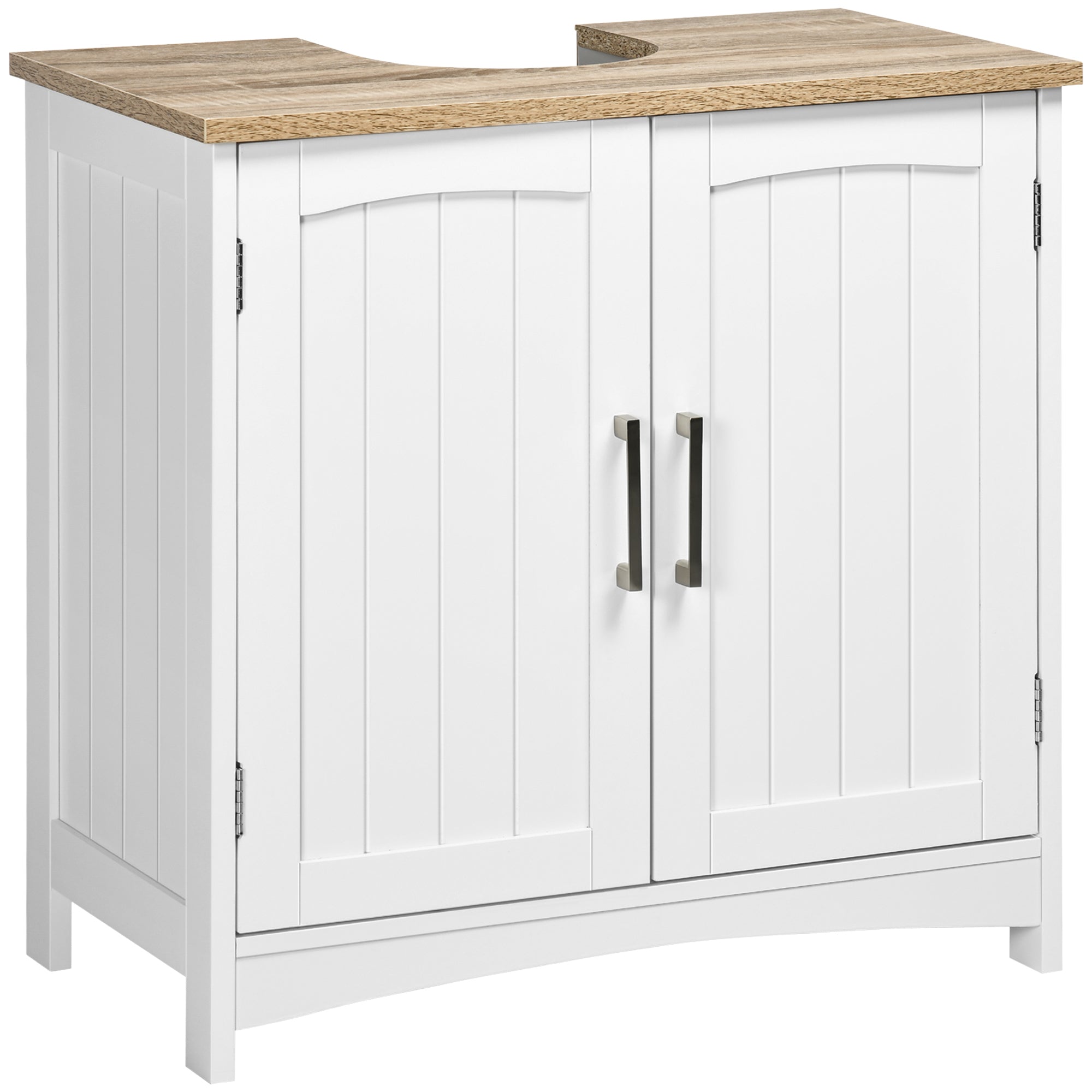 kleankin Bathroom Cabinet with 2 Doors and Adjustable Shelf, 60x33x60cm, Wood and White