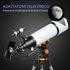 80mm Astronomical Telescope with AZ Mount, 2 Eyepieces and Smartphone Adapter, 92x92x130 cm, Black and White