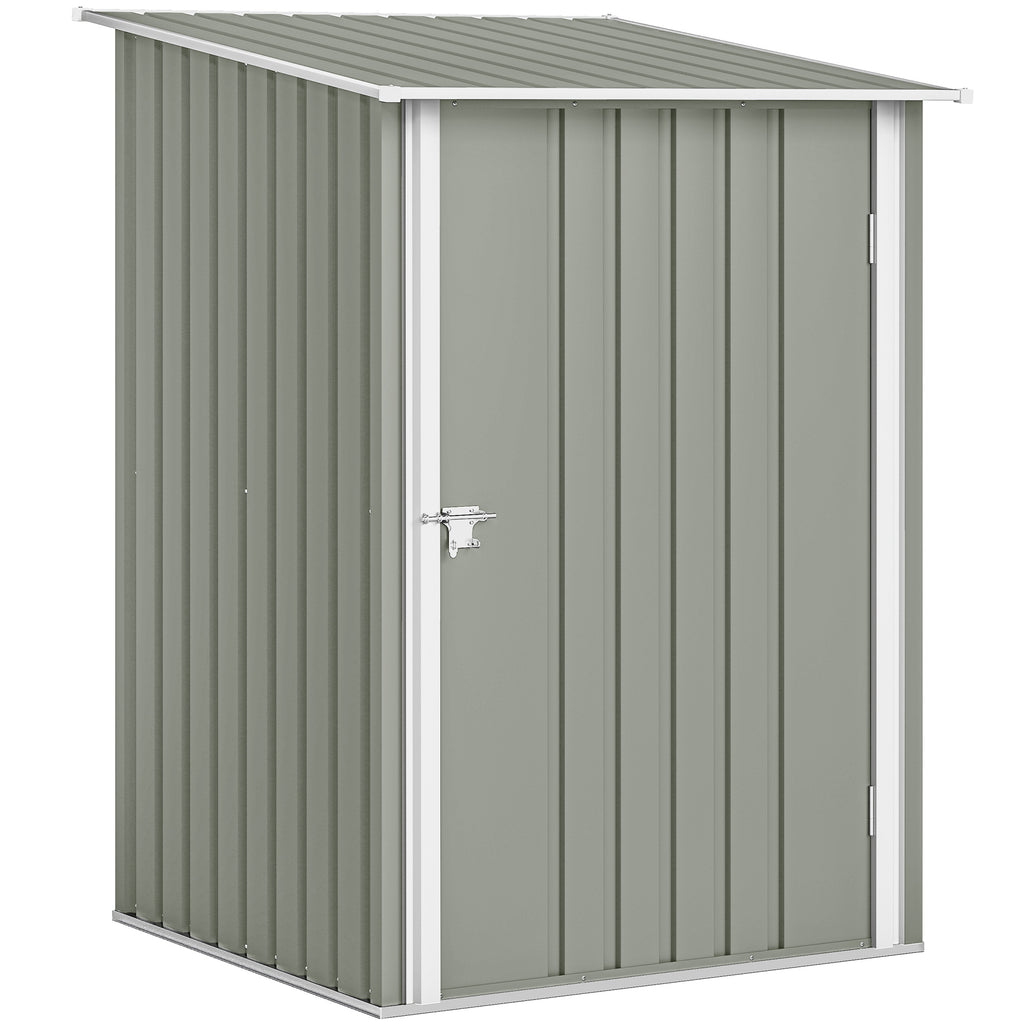 Outsunny Galvanized Steel Garden Shed with Door, 100x104x160 cm, Light Grey