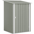 Outsunny Galvanized Steel Garden Shed with Door, 100x104x160 cm, Light Grey