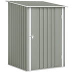 Outsunny Galvanized Steel Garden Shed with Door, 100x104x160 cm, Light Grey
