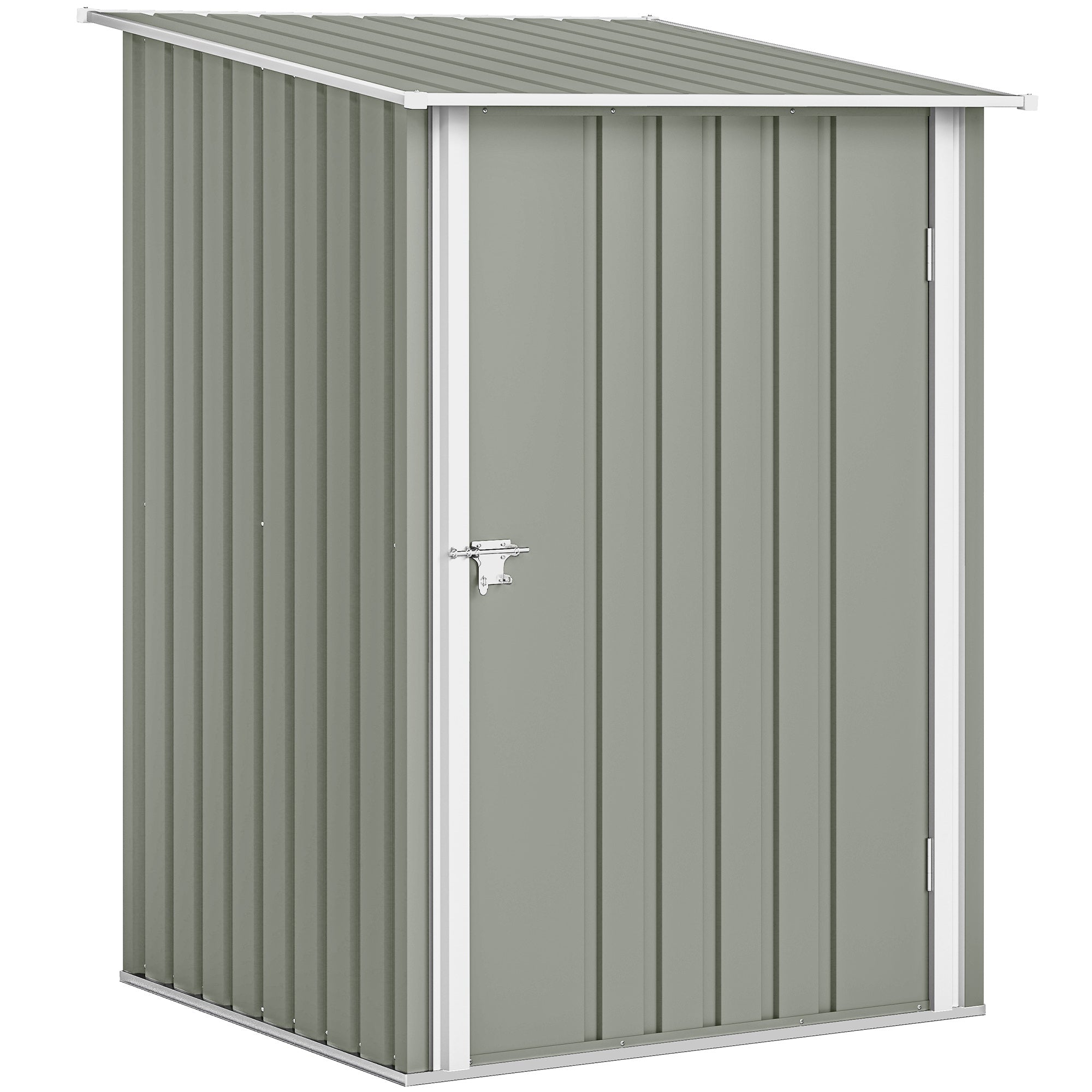Outsunny Galvanized Steel Garden Shed with Door, 100x104x160 cm, Light Grey