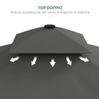 Cantilever Umbrella with Double Roof, Crank Opening and Cross Base, 2.5x2.5m, Grey