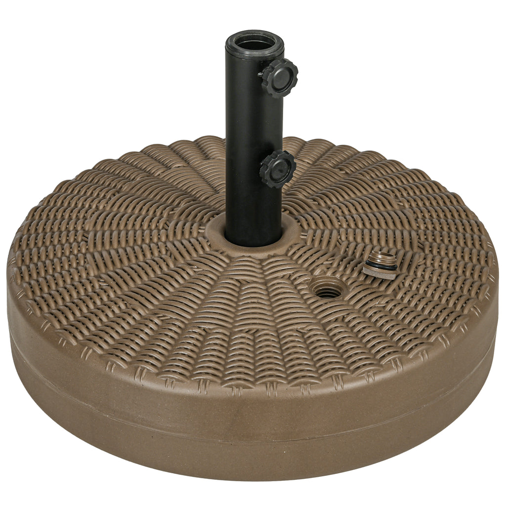 Umbrella Base with 2 Built-in Knobs, HDPE and Steel, Ø51x36 cm, Brown and Black