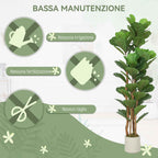 HOMCOM Artificial Green Fig Plant in PEVA and Wood with PP and Cement Container Pot, 50x50x150 cm