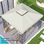 Outsunny 3x3m UPF30+ 2-Tier Garden Gazebo Cover in Light Grey Polyester