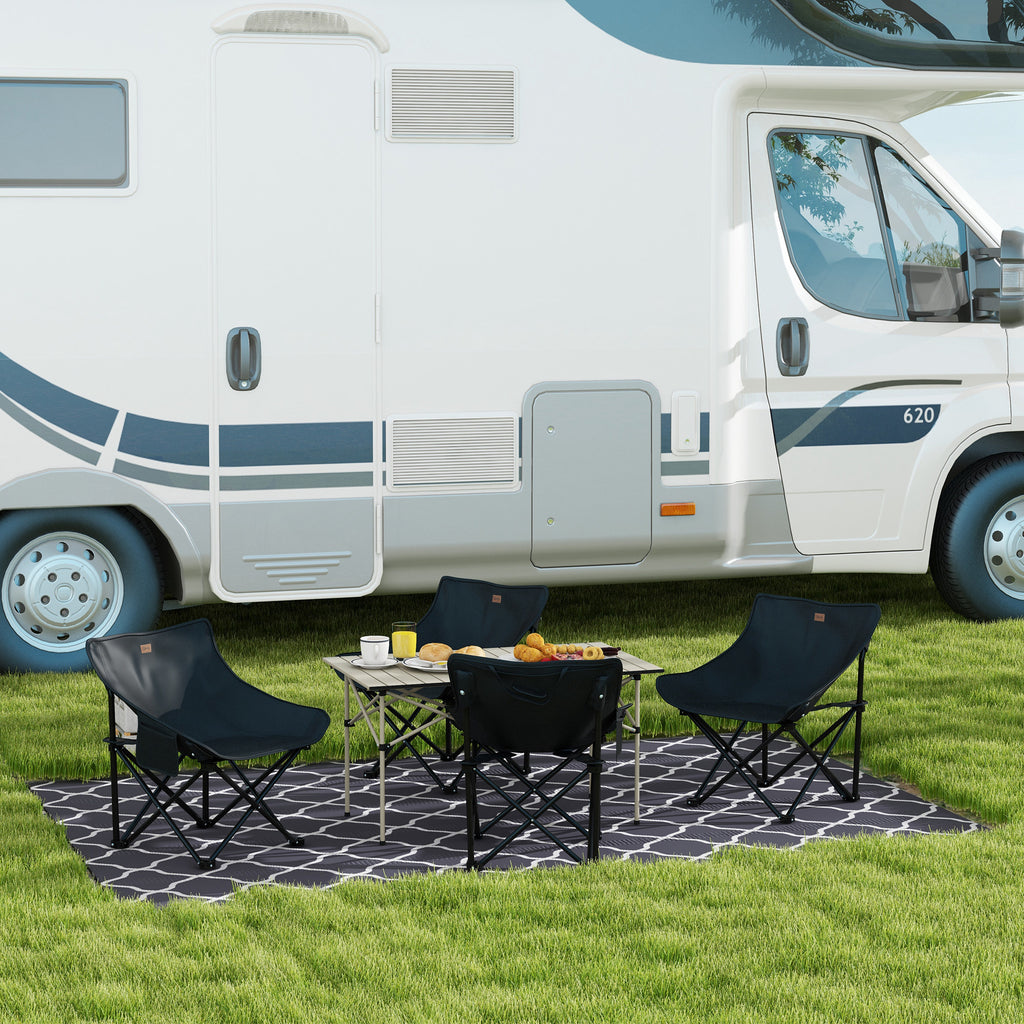 Foldable Reversible Outdoor Rug with Carry Bag, 182x274 cm Light Grey