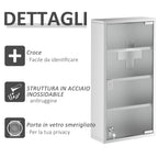 Medicine Cabinet Medicine Box with Four Shelves in Stainless Steel 30 x 12 x 60cm