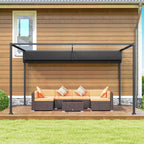 Outsunny Pergola Gazebo Outdoor 3x2.1 m with Retractable Metal and Polyester Canopy, Black