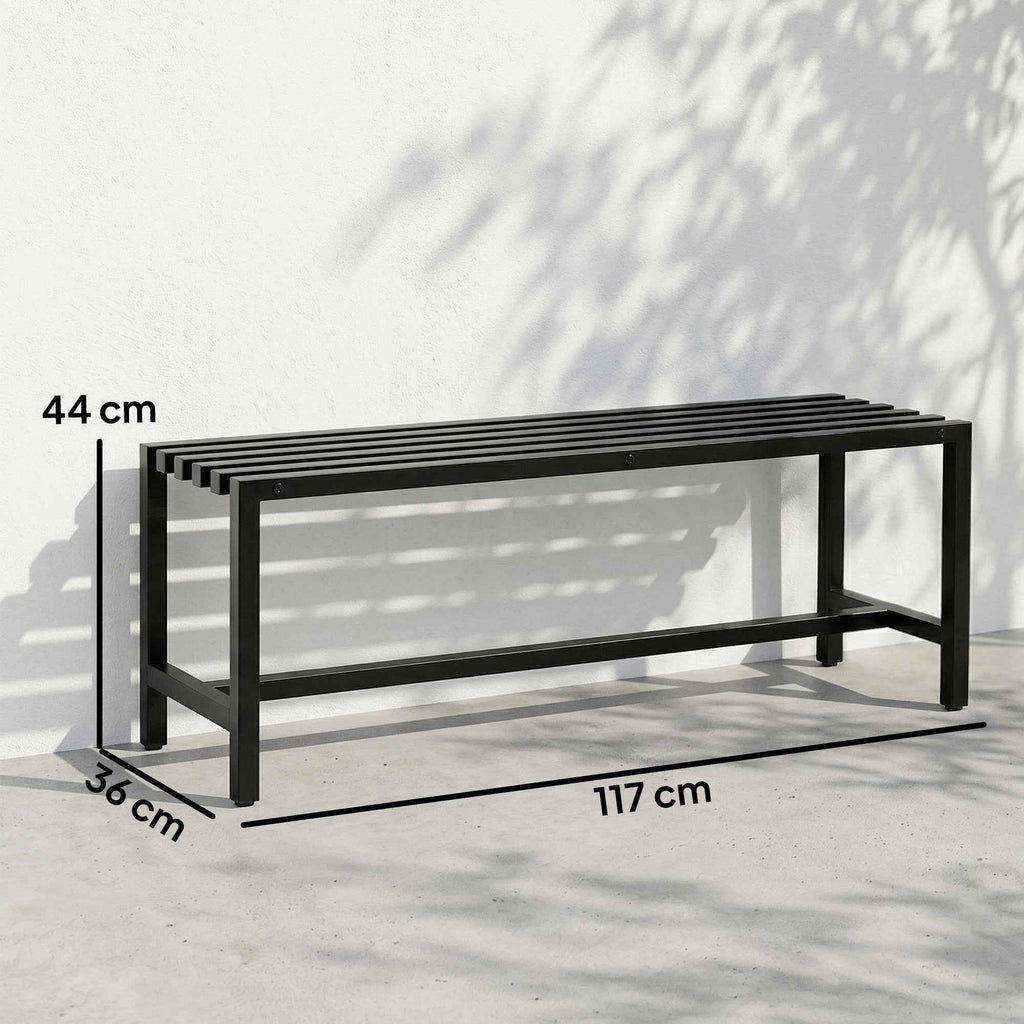 Outsunny Modern Industrial Outdoor Bench for Patio and Garden, Backless, Black