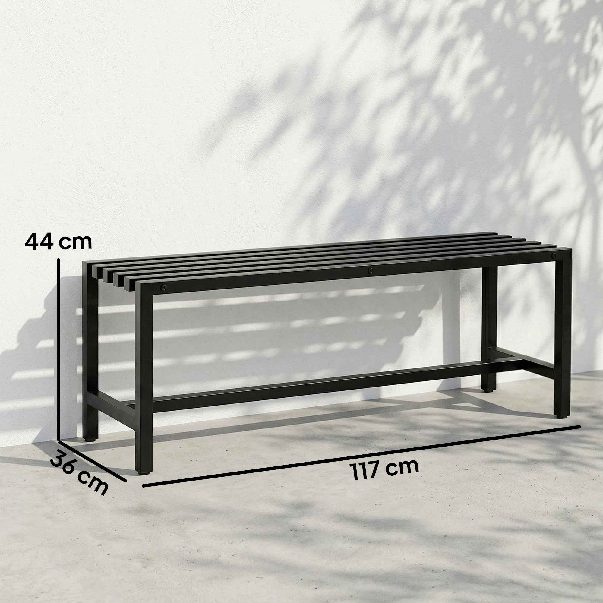 Outsunny Modern Industrial Outdoor Bench for Patio and Garden, Backless, Black