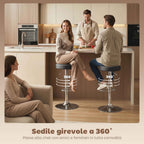 Set of 2 Modern Adjustable Bar Stools, PU Leather, Sponge, and Metal, 38.5 x 38.5 x 62-84 cm, Black