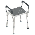 HOMCOM Adjustable Shower Stool with Armrests and Drainage Holes in Aluminum, 52x45x57-69 cm, Gray