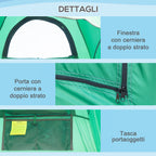 Camping Shower Tent with Carry Bag and Storage Pocket 122x122x213cm, Green