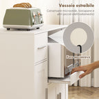 HOMCOM Wooden Microwave Cabinet with Drawer, 2 Cupboards, Open Shelf and Adjustable Top, 80x40x88.7 cm, White