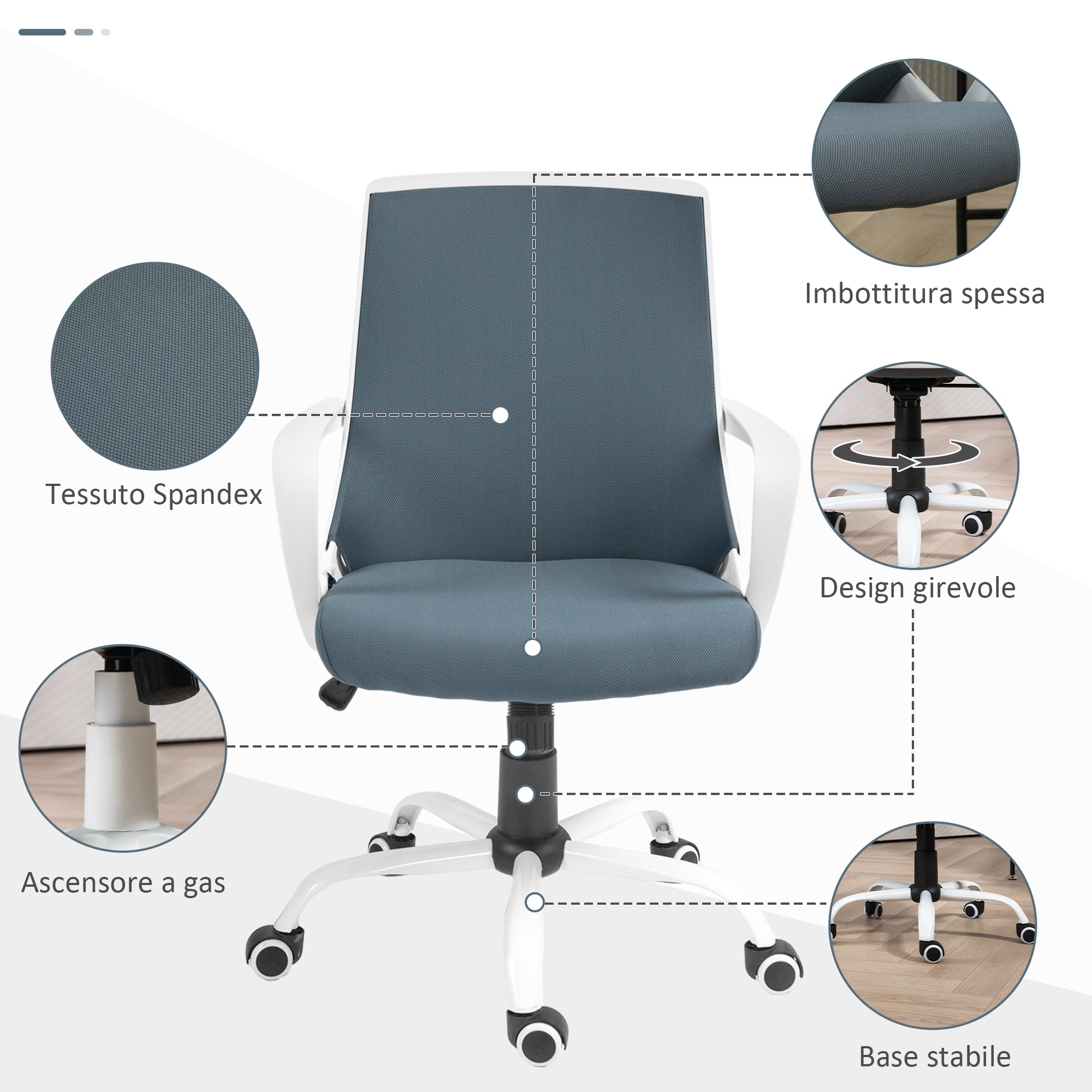 HOMCOM Ergonomic Office Chair with Adjustable Height, Rocking Function and Mesh Fabric, Gray - Borgè